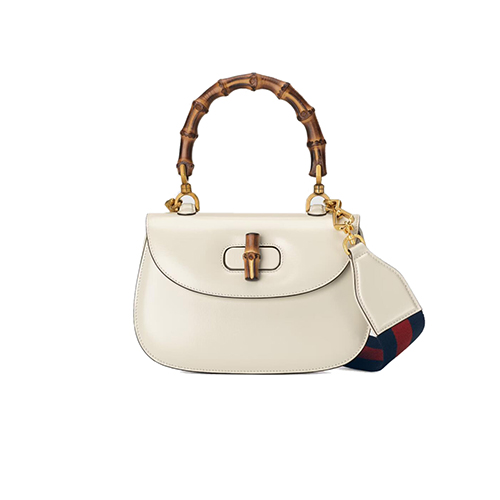 [스페셜오더]GUCCI-675797 8454 구찌 화이트 가죽 뱀부 스몰 탑 핸들백