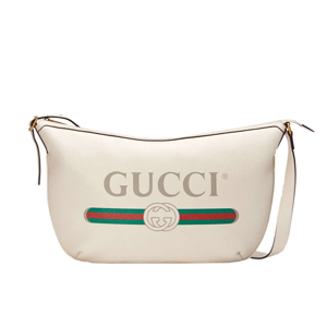 [스페셜오더]GUCCI-523588 8820 구찌 화이트 가죽 구찌 프린트 반달 모양 호보백