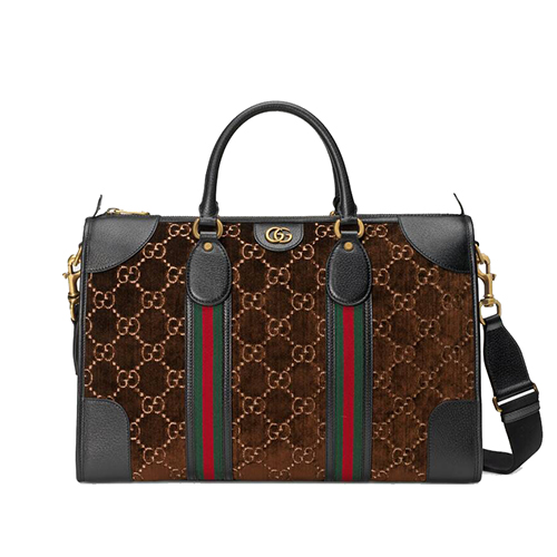 [스페셜오더]GUCCI-574966 2075 구찌 다크 브라운 GG 벨벳 미디엄 더플백
