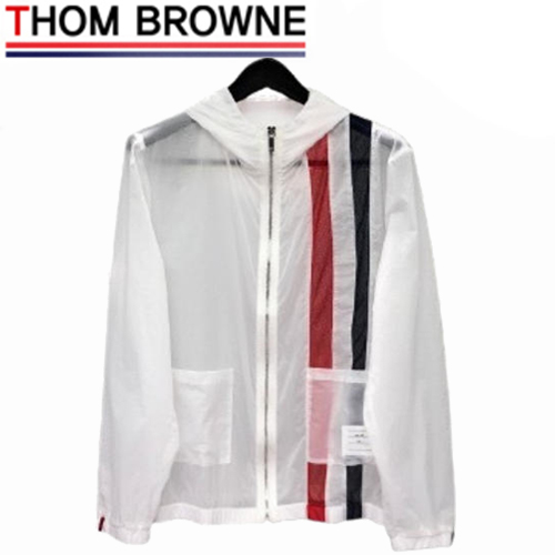 THOM BROWNE-081114 톰 브라운 화이트 스트라이프 장식 바람막이 후드 재킷 남성용