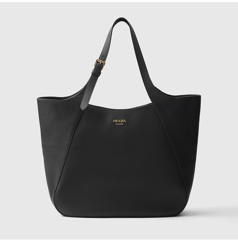 [스페셜오더]PRADA-1BG512 프라다 레더 토트백 레터링 로고 금장 블랙