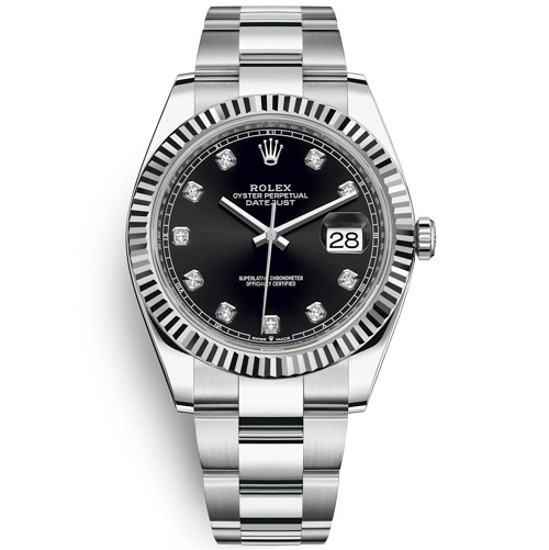 [스페셜오더]ROLEX-롤렉스 데이트저스트 데이트 스틸 다이아 인덱스 블랙다이얼 시계41mm