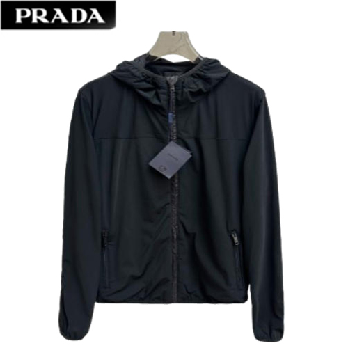 PRADA-08116 프라다 블랙 나일론 바람막이 후드 재킷 남성용