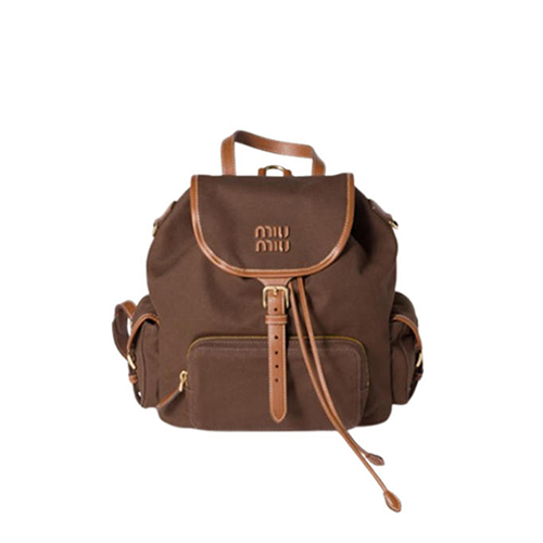 [스페셜오더]MIUMIU-5BZ042 미우미우 브라운 캔버스 가죽 백팩 미듐