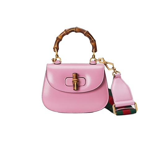 [스페셜오더]GUCCI-686864 5467 구찌 핑크 가죽 뱀부 미니 탑 핸들백